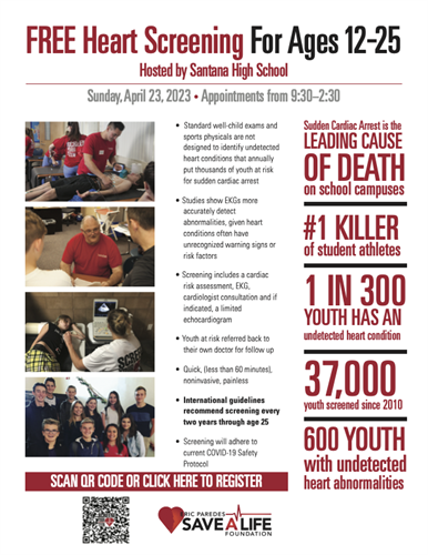 Free Heart Screening Flyer - Click for readable PDF